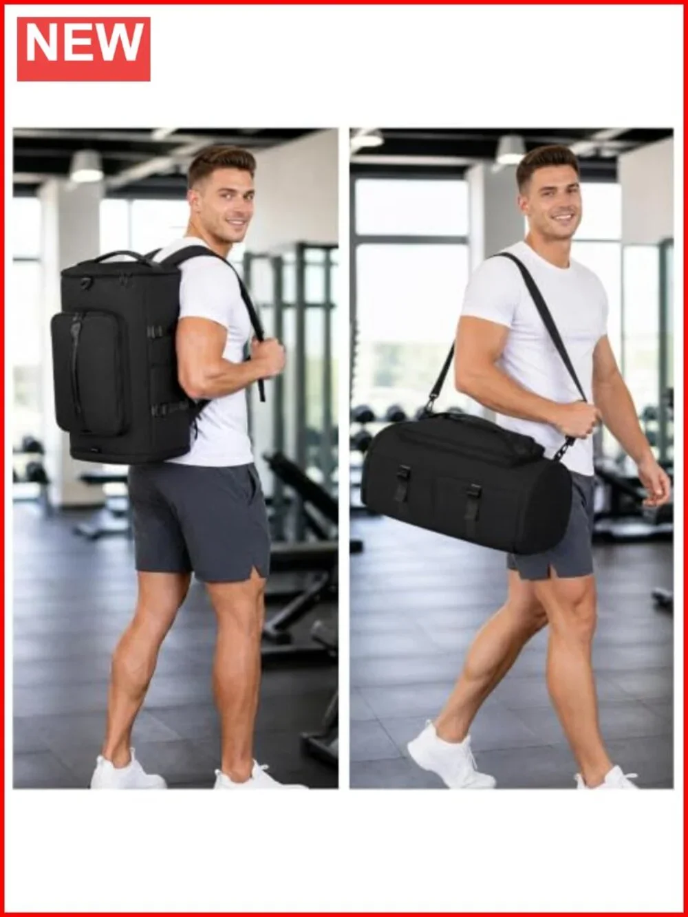 Canvas Gym Bag with Shoe Compartment - Duffle, Backpack, Weekender Overnight Bag